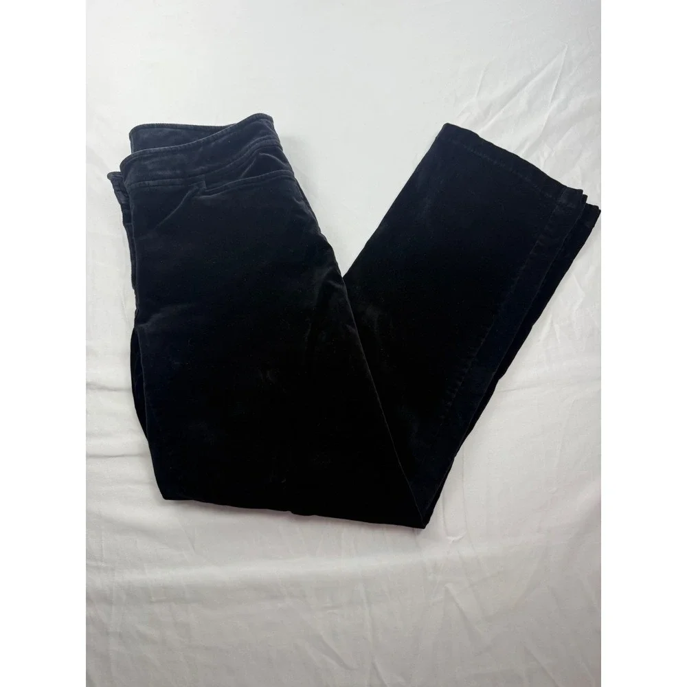 Eileen Fisher PP Black Velvet Straight Leg Pants‎ Petite Mid Rise